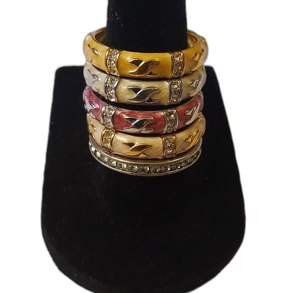Lauren Adam's LGA stackable ring set enamel and crystal - Picture 1 of 6